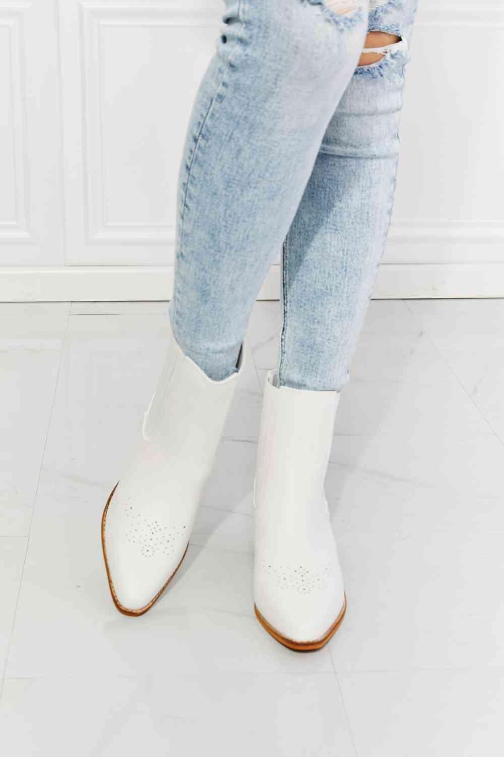 MMShoes Love the Journey Stacked Heel Chelsea Boot in White - Mint&Lace