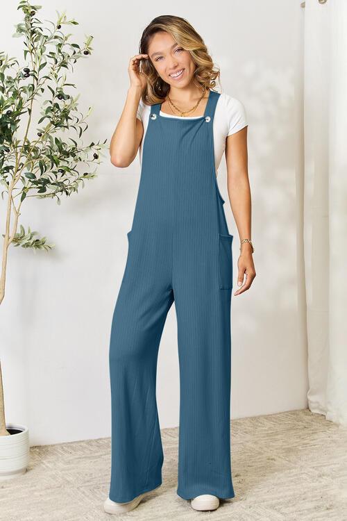 Double Take Full Size Wide Strap Overall with Pockets - Mint&Lace