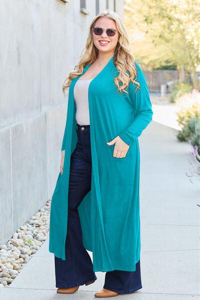 Basic Bae Full Size Open Front Long Sleeve Cover Up - Mint&Lace