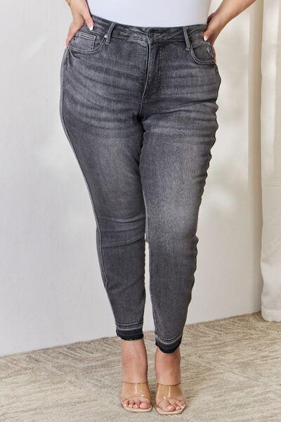 Judy Blue Full Size High Waist Tummy Control Release Hem Skinny Jeans - Mint&Lace