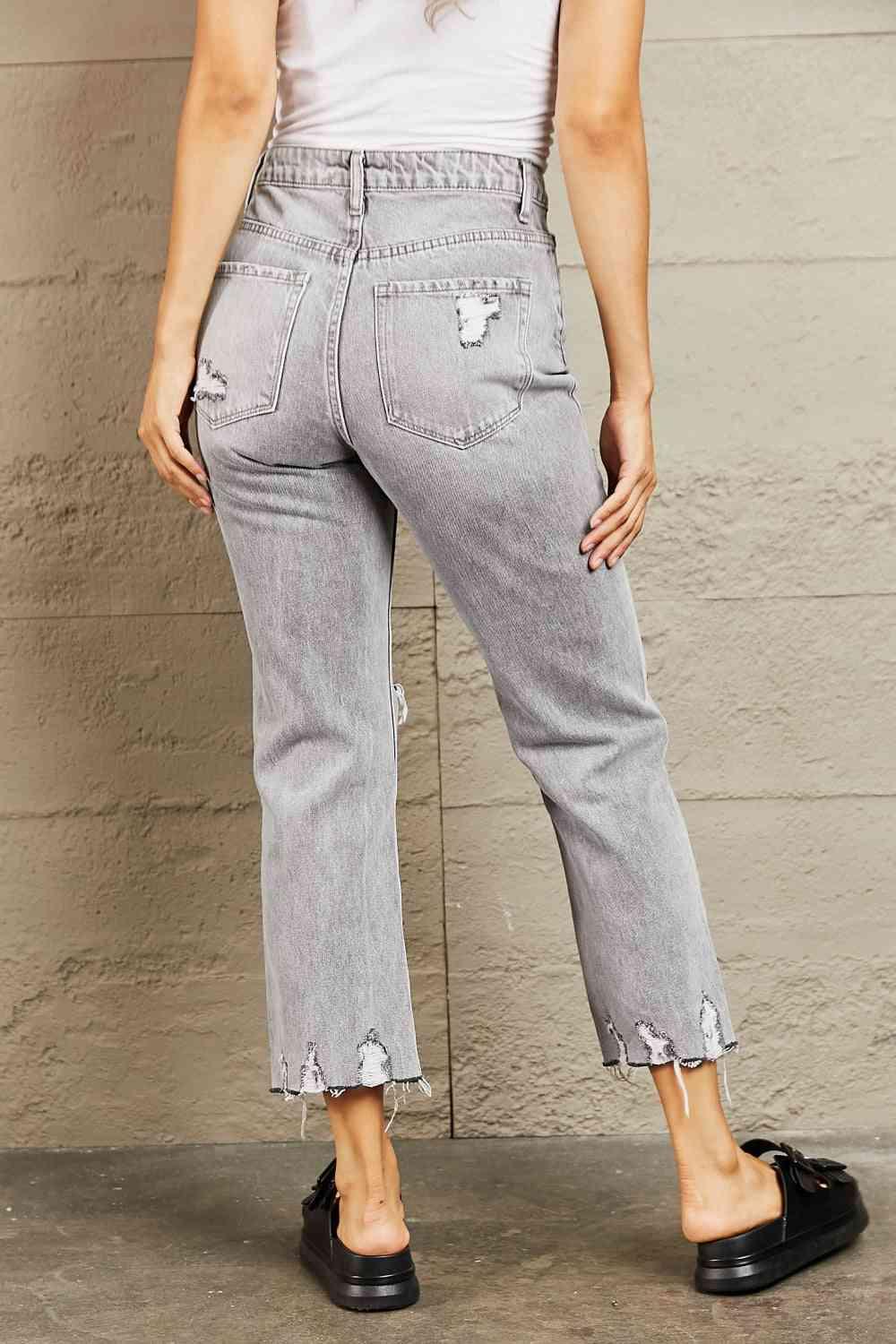 BAYEAS High Waisted Cropped Mom Jeans - Mint&Lace