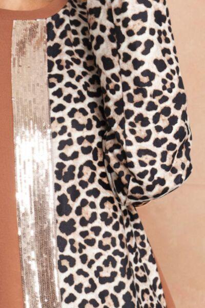 Leopard Round Neck Long Sleeve T-Shirt - Mint&Lace
