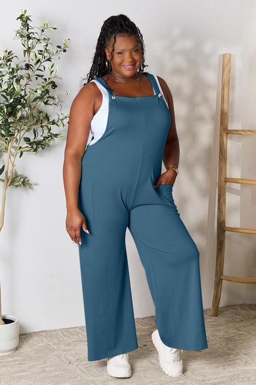 Double Take Full Size Wide Strap Overall with Pockets - Mint&Lace